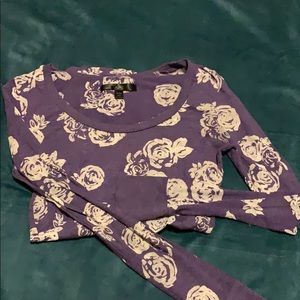 Purple and gray long sleeve tee.